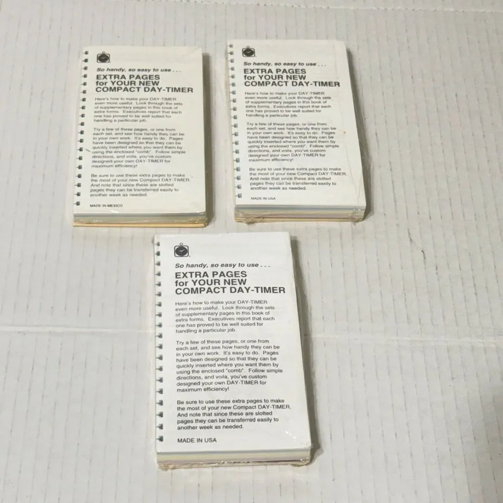 Day-Timer Organizer-Assortment Extra Pages COMPACT SIZE Planner Refill 3 Avail.